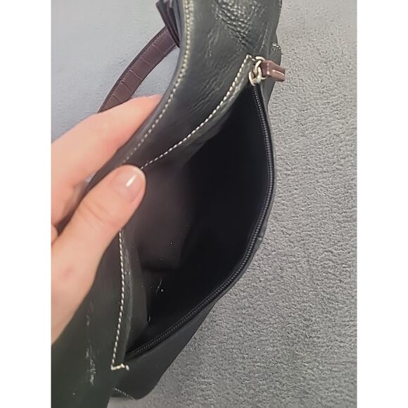 Tig & Co Genuine Leather Shoulder Bag – Black & Brown – Classic Everyday Purse - Picture 8 of 11